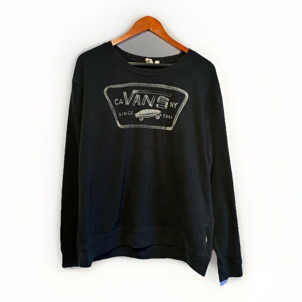 Vans Sweatshirt Large Black Logo Crewneck Skate Graphic Pullover Mens